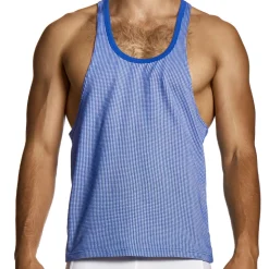 Débardeur Pied de Coq Bleu