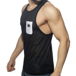 Débardeur Poche Contrastée - Noir - Blanc