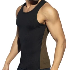 Débardeur Recycled Rib Bicolore Noir - Kaki