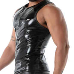 Débardeur Zippé en Latex Seconde Peau Noir