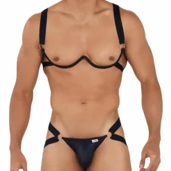 Ensemble Harnais Soutien-Gorge - Jock Strap Noir