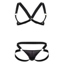 Ensemble Harnais Soutien-Gorge - Jock Strap Noir