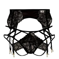 Ensemble Jarretière - Jock Strap Dentelle Noir