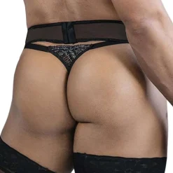 Ensemble String - Porte-Jarretelle en Dentelle Noir