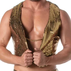 Gilet à Chaîne Glitter Or