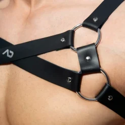 Harnais X en Cuir Noir