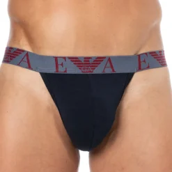 Jock Strap Bold Monogram Coton Marine - Rhubarbe