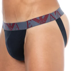 Jock Strap Bold Monogram Coton Marine - Rhubarbe