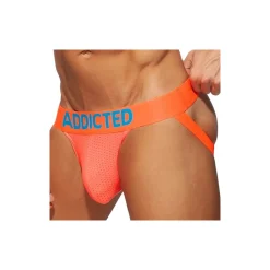 Jock Strap Cockring Mesh Neon Orange Fluo