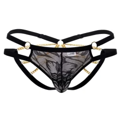 Jock Strap Dentelle et Chaînette Noir
