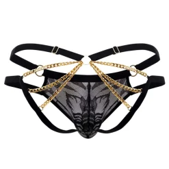 Jock Strap Dentelle et Chaînette Noir