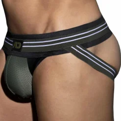 Jock Strap Double Stripe Noir - Kaki