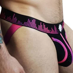 Jock Strap Equalizer Noir - Rose Fluo