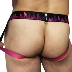 Jock Strap Equalizer Noir - Rose Fluo