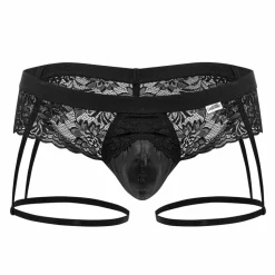 Jock Strap Jarretière Dentelle Noir
