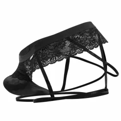 Jock Strap Jarretière Dentelle Noir