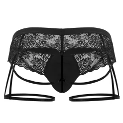 Jock Strap Jarretière Dentelle Noir
