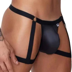 Jock Strap Jarretière Simili-Cuir Noir