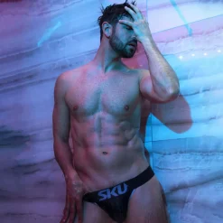 Jock Strap Logo Coton Noir