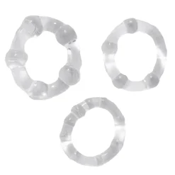 Lot de 3 Cockrings Transparents à Billes