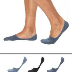 Lot de 3 Paires de Chaussettes Invisibles Mid Cut Bleu Denim