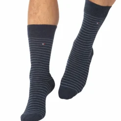 Lot de 2 Paires de Chaussettes Basses Bleu Jeans - Fine Rayure Bleue