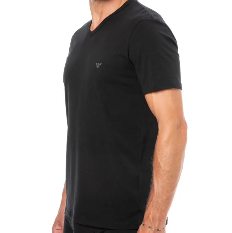 Lot de 2 T-Shirts Col V Core Logoband Noirs