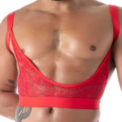 Porte-Jarretelles en Dentelle Fluide Rouge