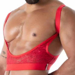 Porte-Jarretelles en Dentelle Fluide Rouge