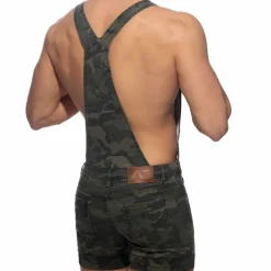 Salopette Jeans Camouflage Kaki