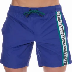 Short de Bain Logo Tape Bleu Roi