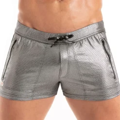 Short de bain Zippé Métal Argent