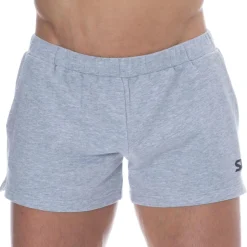 Short de Sport Coton Gris Chiné