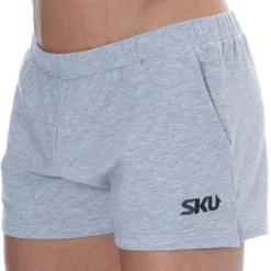 Short de Sport Coton Gris Chiné