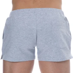 Short de Sport Coton Gris Chiné