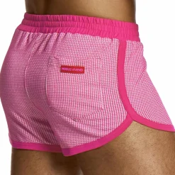 Short Jogging Pied de Coq Fuchsia