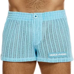 Short Striped Crochet Bleu Clair