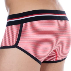 Shorty Coton Rayure Rouge - Blanc