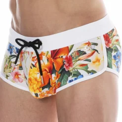 Shorty de Bain Tropical Summer Blanc