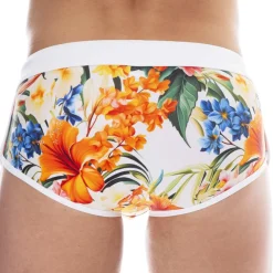 Shorty de Bain Tropical Summer Blanc