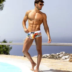 Shorty de Bain Tropical Summer Blanc