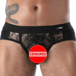 Slip à Poches en Dentelle Fluide Noir