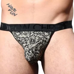 Slip Almost Naked Imprimé Dentelle Noir - Beige