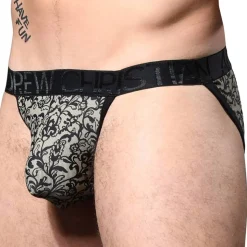 Slip Almost Naked Imprimé Dentelle Noir - Beige