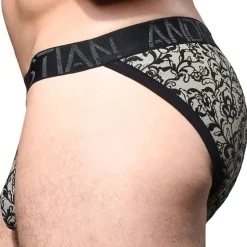 Slip Almost Naked Imprimé Dentelle Noir - Beige