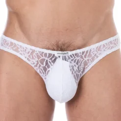 Slip Bikini Bulge Dentelle Blanc