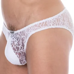 Slip Bikini Bulge Dentelle Blanc