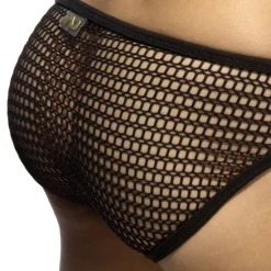 Slip Bikini Maille Ajourée - Marron