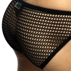 Slip Bikini Maille Ajourée - Noir