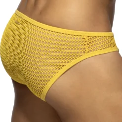 Slip Bikini Maille Ajourée - Jaune